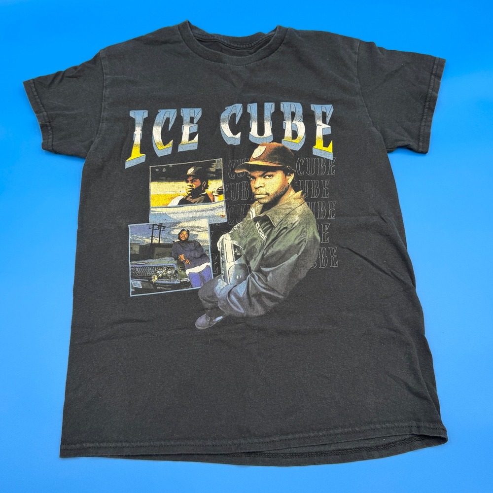 Ice Cube Rap Hip Hop Graphic T Shirt Black Music Tee - Small